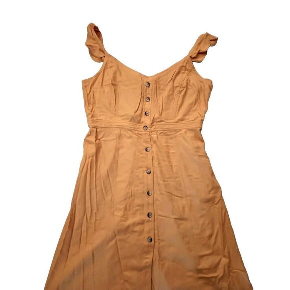 City Chic Mustard Yellow Flutter Sleeve Midi Dress Size S 16 NWT Button Front - Picture 2 of 10